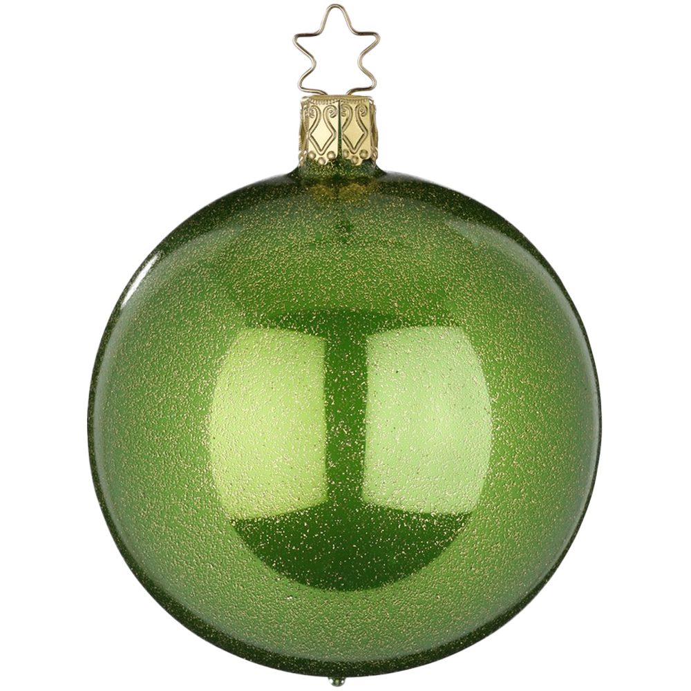 minzgrün 8cm Weihnachtsbaumkugel St), INGE-GLAS® opal mundgeblasen, Sternenstaub Ø (1 handbemalt
