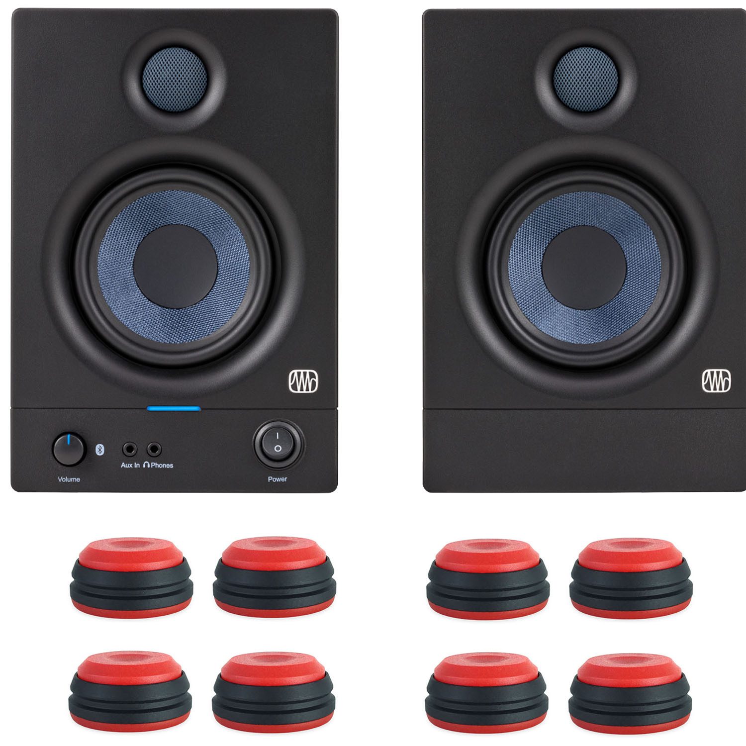 Presonus Eris 4.5 BT Studio Monitor-Boxen 2nd Gen Bluetooth-Lautsprecher (Bluetooth, 50 W, mit Boxenfüße rot)