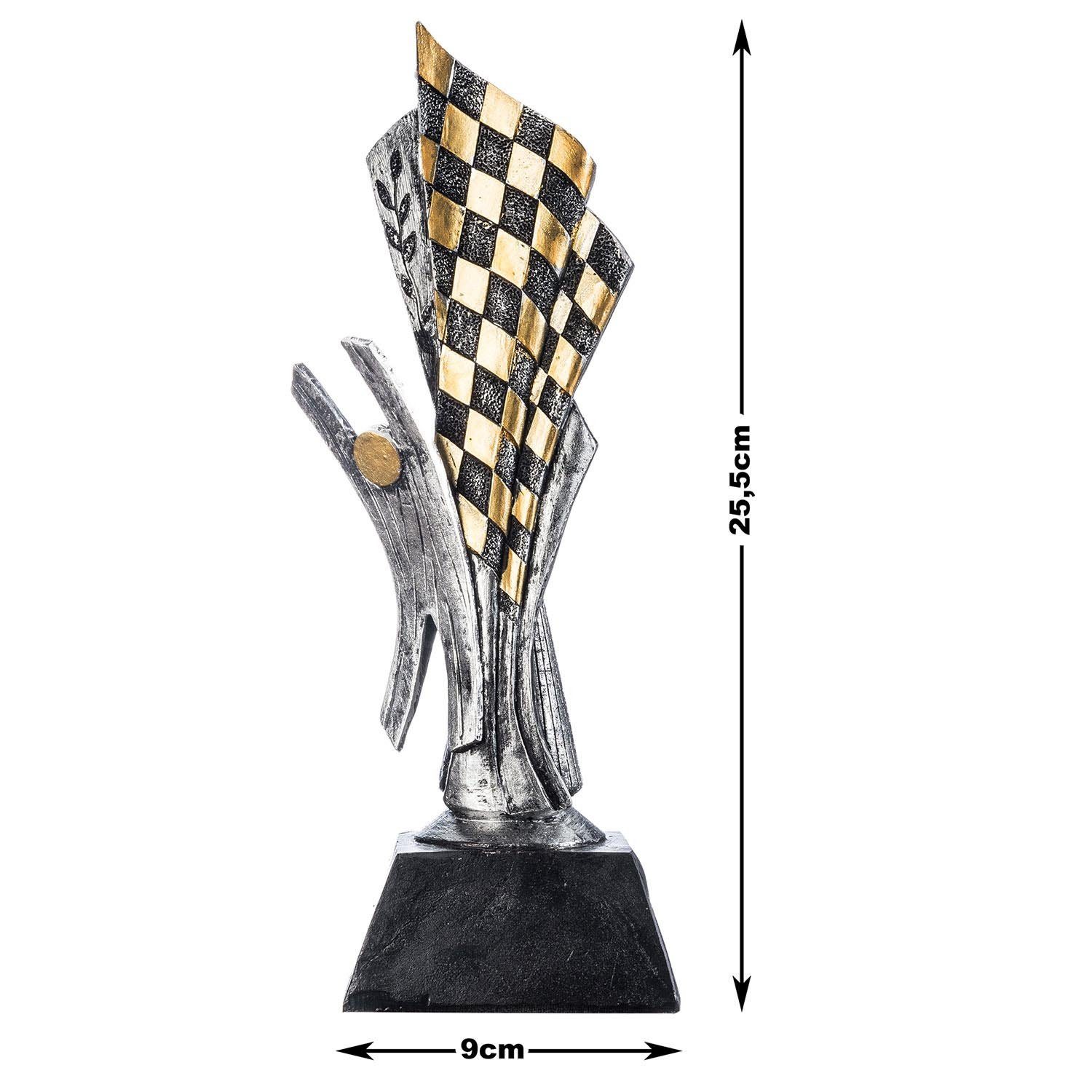 Goods+Gadgets Dekoobjekt Rennsport Trophäe 26 cm – Motorsport Siegerpokal mit Gravur & Dekor (Motorsport Sieger-Pokal, 26 cm), Sieges-Statue – Bild 5 von 5