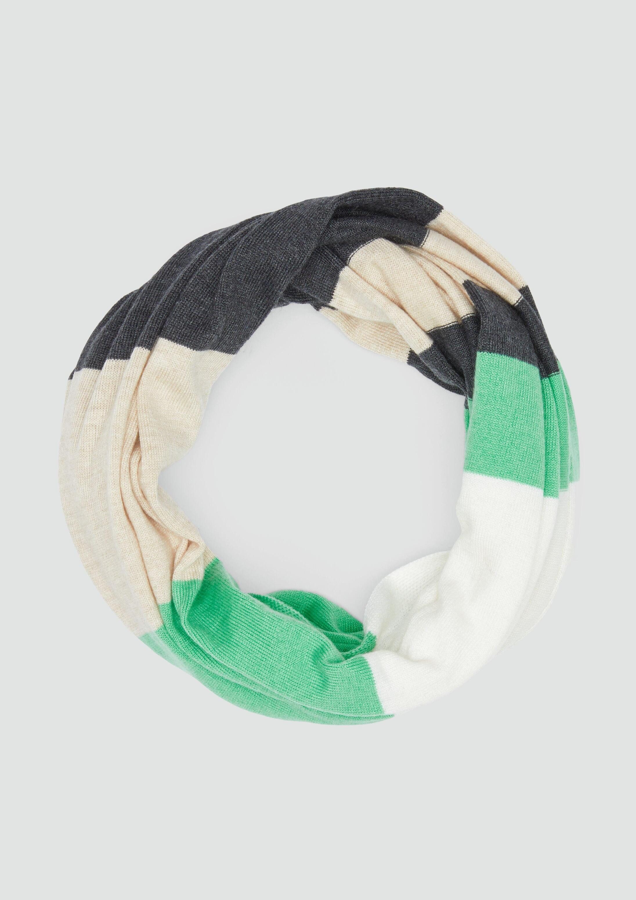 s.Oliver Loop Snood, Gestreifter Loop-Schal aus Wollmix