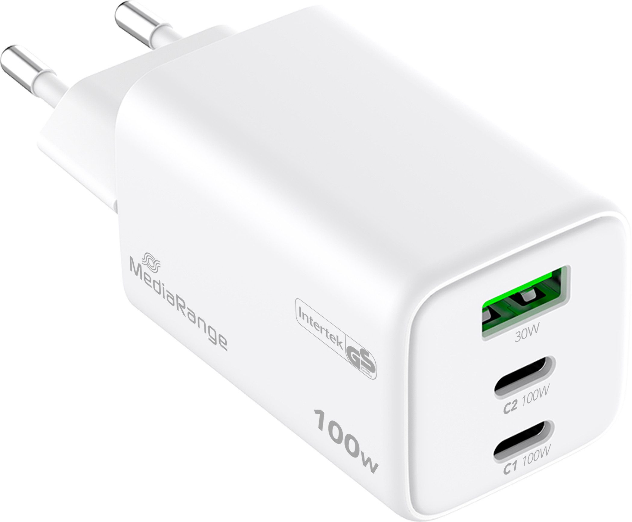 Mediarange Mediarange Ladegerät Power Adapter 100 Watt GaN USB-A + 2x USB-C USB-Ladegerät – Bild 4 von 5