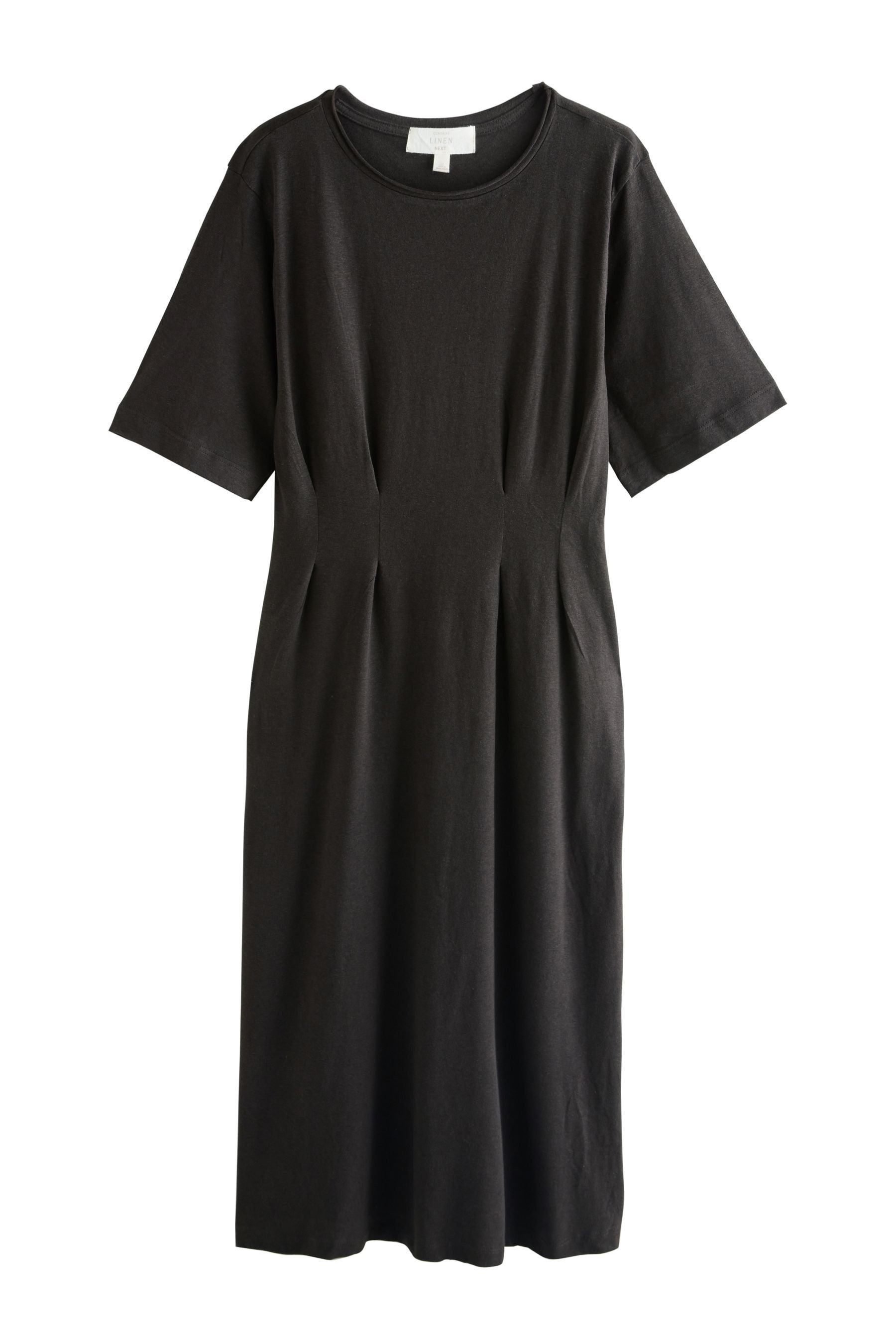 Next Midikleid Kurzärmeliges Midikleid mit Bindegürtel, Rollrand (1-tlg) günstig online kaufen