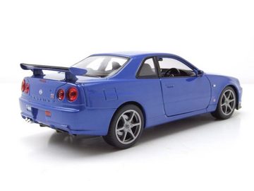 Welly Modellauto Nissan GT-R R34 blau Modellauto 1:24 Welly, Maßstab 1:24