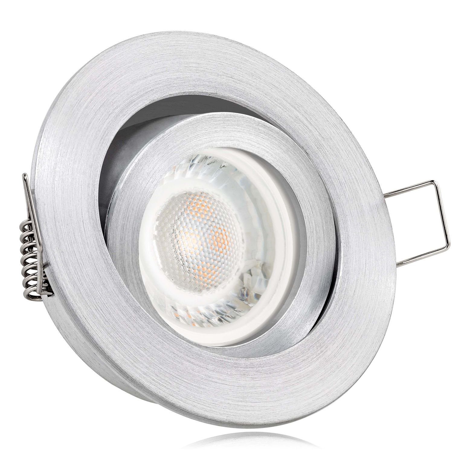 LEDANDO LED Einbaustrahler LED Einbaustrahler Set extra flach in aluminium matt mit 5W Leuchtmitt