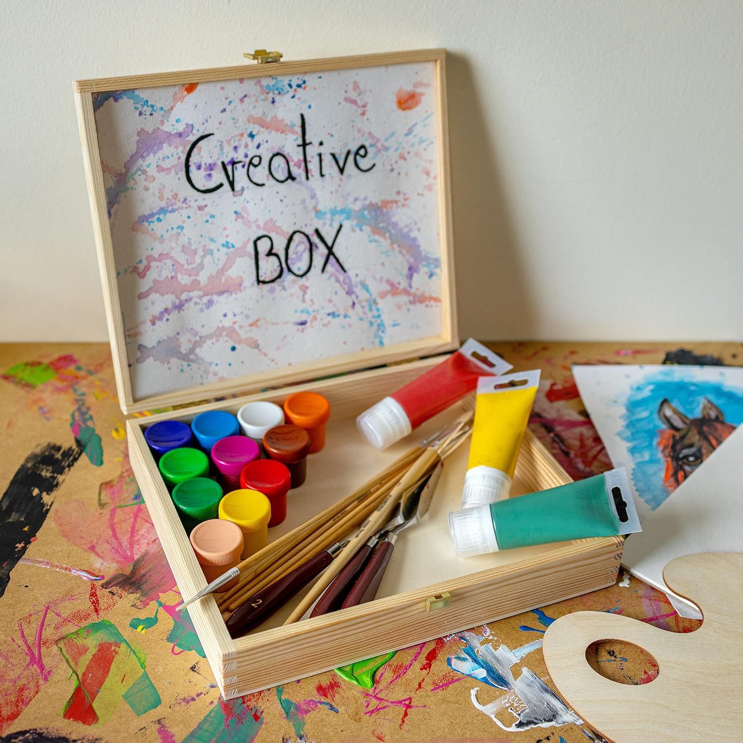 Creative Deco Holzkiste Holzkiste mit Deckel und Schloss, Erinnerungsbox