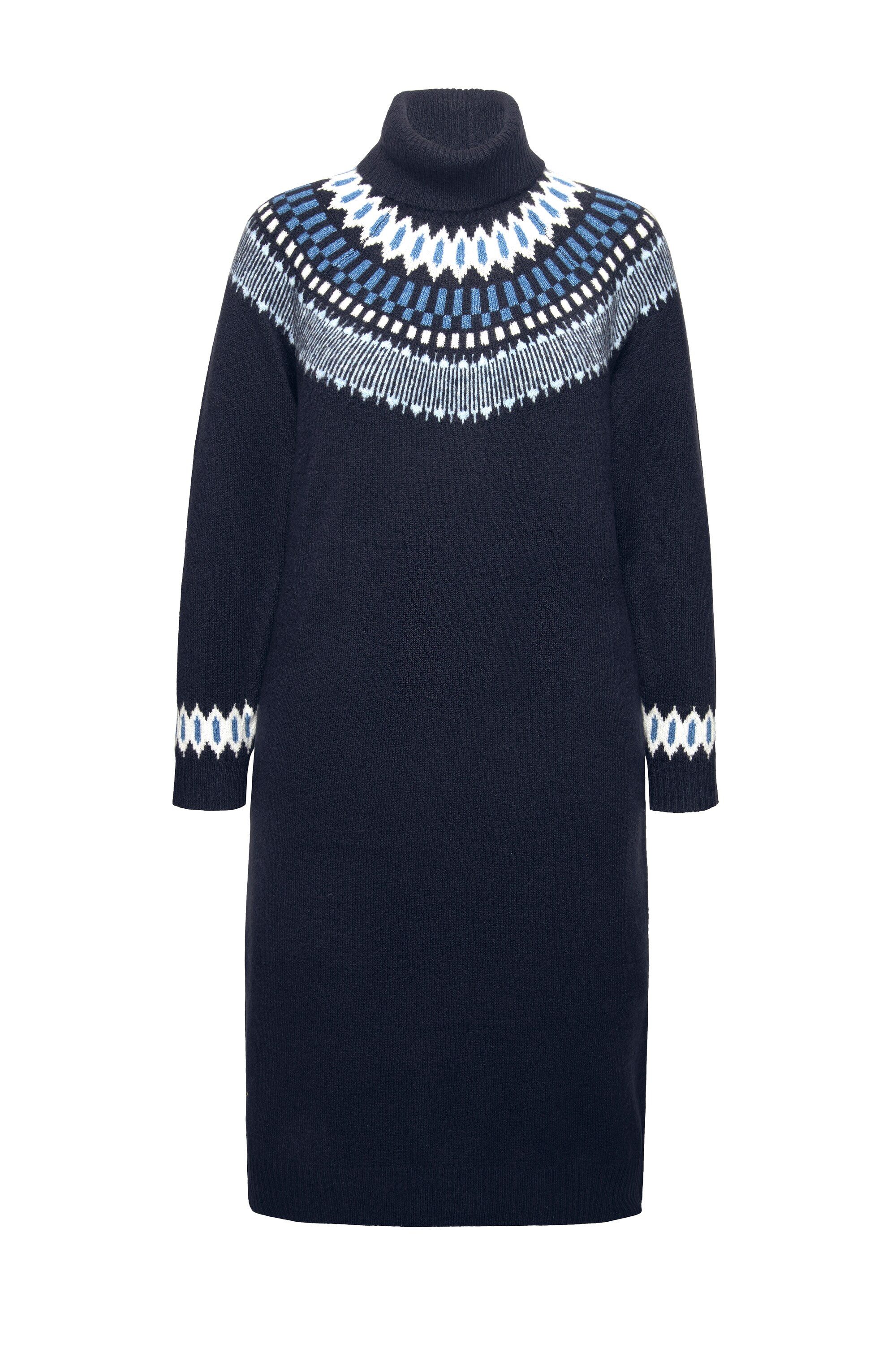 Ulla Popken Strickkleid Strickkleid Norwegermuster Rollkragen günstig online kaufen