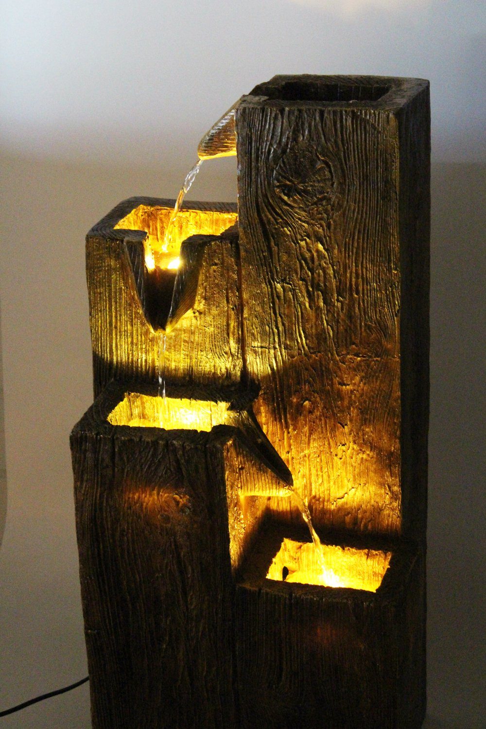 Arnusa Gartenbrunnen Springbrunnen BK823 mit Beleuchtung, 35,00 cm Breite, (Komplett-Set), 75 cm hoch in Holzoptik – Bild 5 von 5