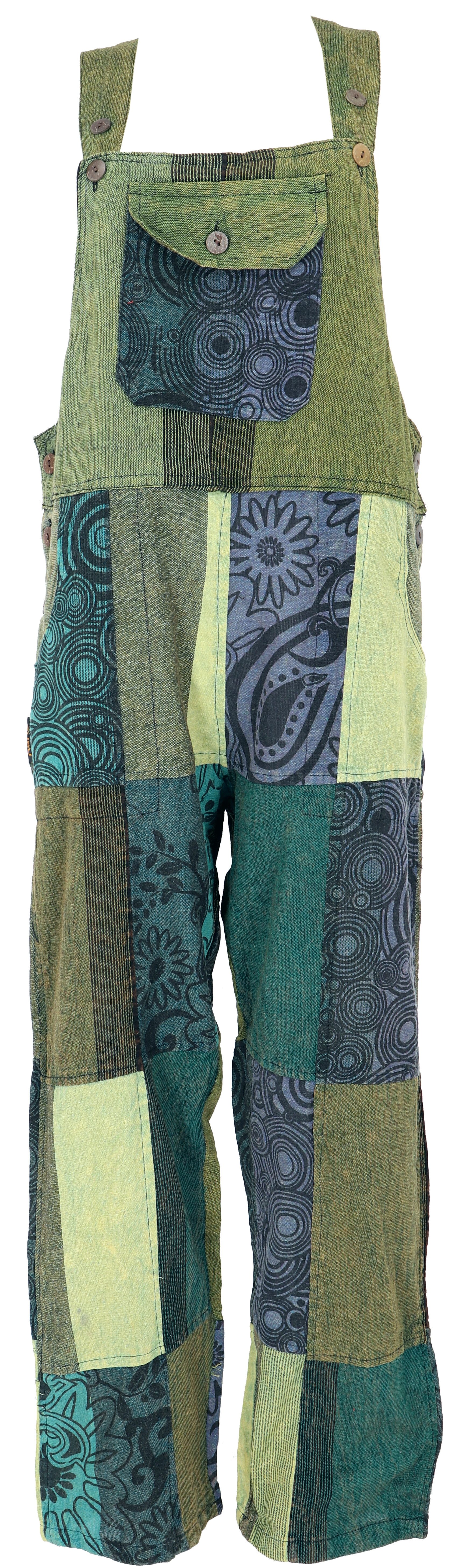 Guru-Shop Relaxhose Patchwork Latzhose, Unisex Boho Overall, Boho.. Ethno Style, alternative Bekleidung