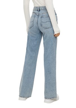 QS Stoffhose Jeans Catie / Slim Fit / High Rise / Wide Leg / Acid Wash Waschung, Label-Patch