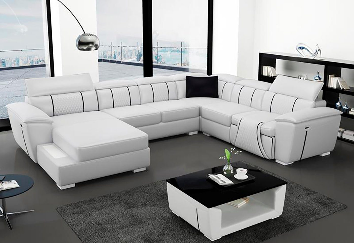 Couch Polster Ecksofa Ecksofa, Relax Sofa Leder Design Wohnlandschaft JVmoebel
