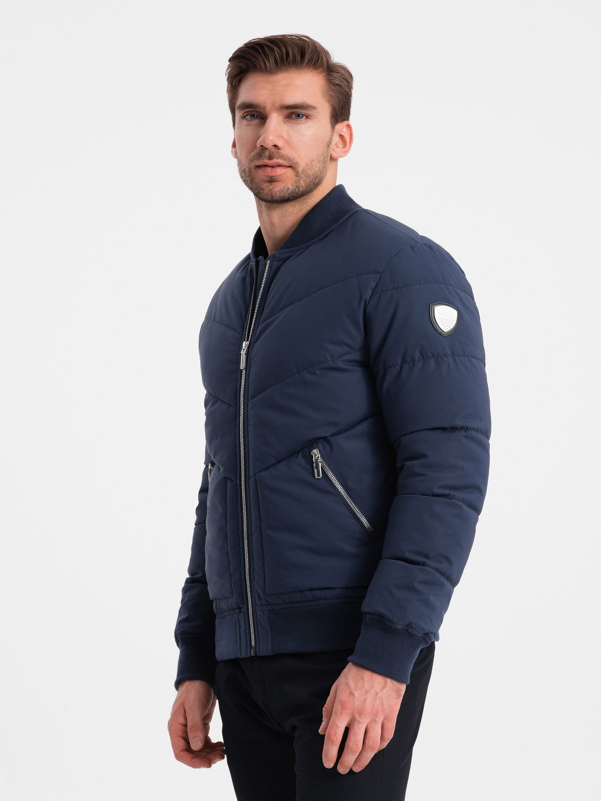 OMBRE Bomberjacke Gesteppte Herren-Bomberjacke mit Metallreißverschlüssen günstig online kaufen