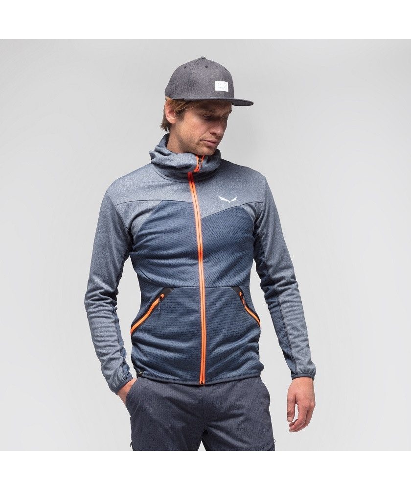 Salewa Fleecejacke Puez Melange Polarlite mit Kapuze navyblau/melange Herre günstig online kaufen