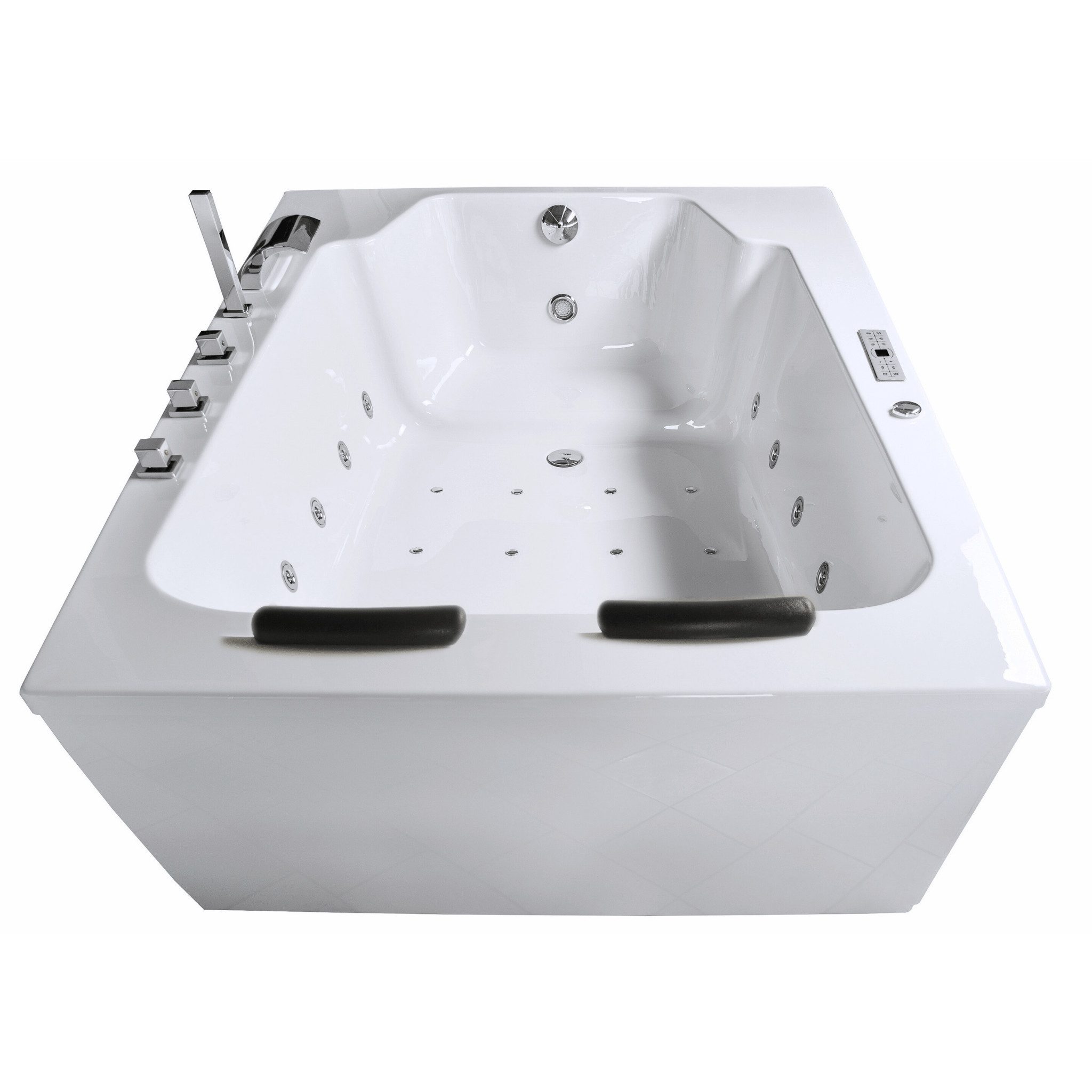 Caribia Whirlpool-Badewanne Classic Premium / 190x120 - 28 Düsen Wasserfall, LED & Bluetooth