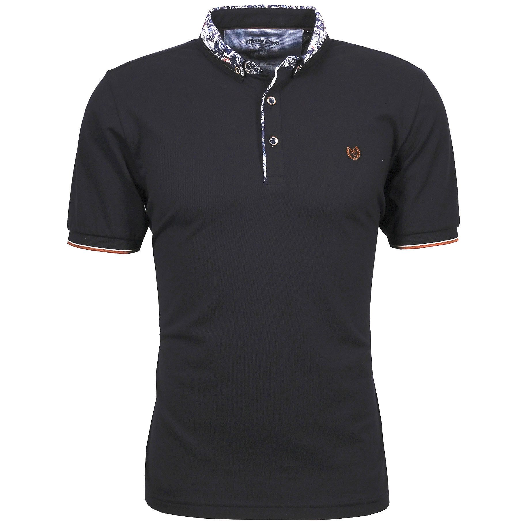 Mode Monte Carlo Poloshirt Monte Carlo Poloshirt Button Down Kragen in XXL Größen, blau