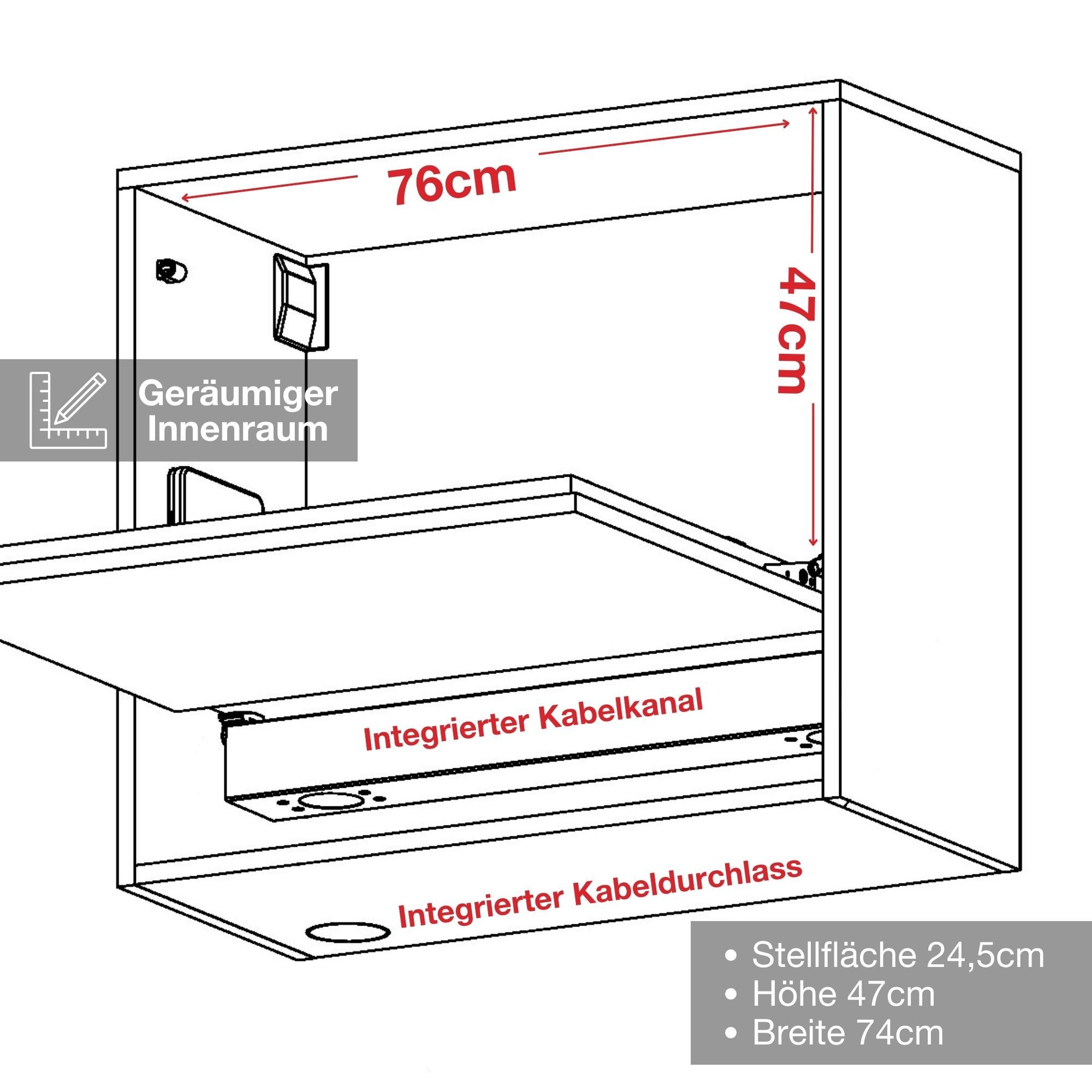 ASSMANN Büromöbel Sekretär Cubas (74x80cm Eiche Tabak Anthrazit, fertig montiert, für Homeoffice), TÜV-zertifiziert