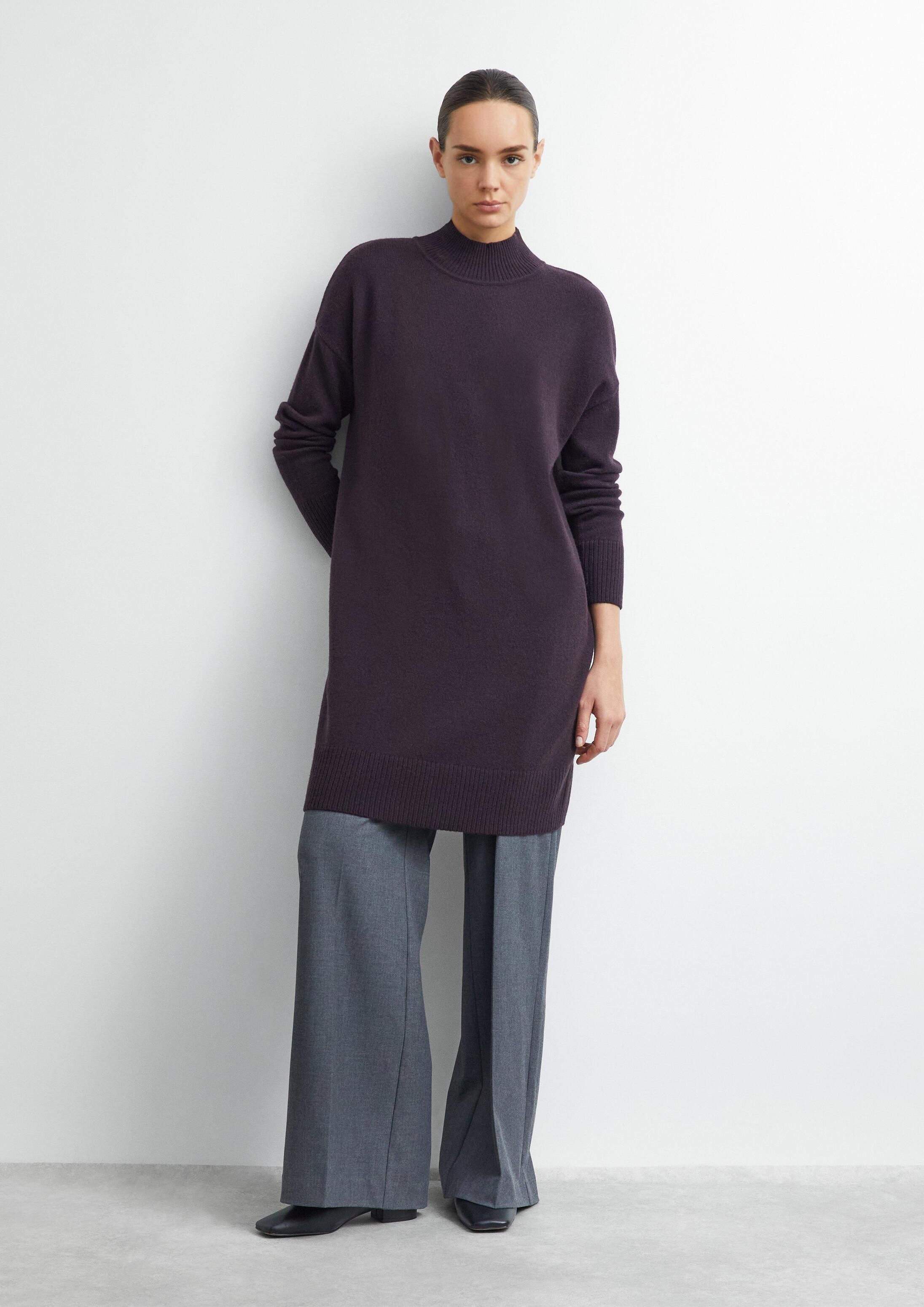 comma Midikleid Kleid Oversize-Strickkleid mit Stehkragen und Rippbündchen