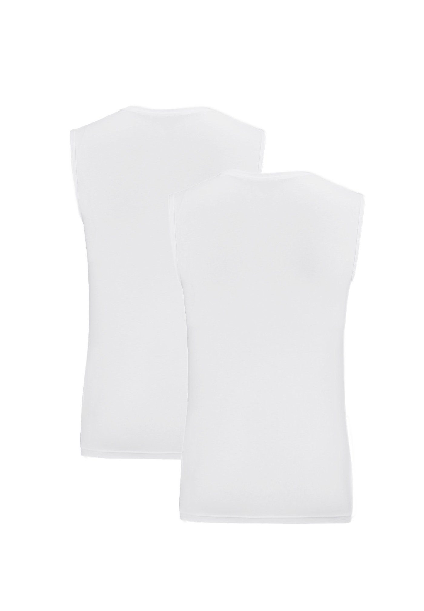 T-Shirt Ideal zum - MARVELIS Doppelpack - weiß Fit Tanktop/Rundhals- T-Shirt Unterziehen Body