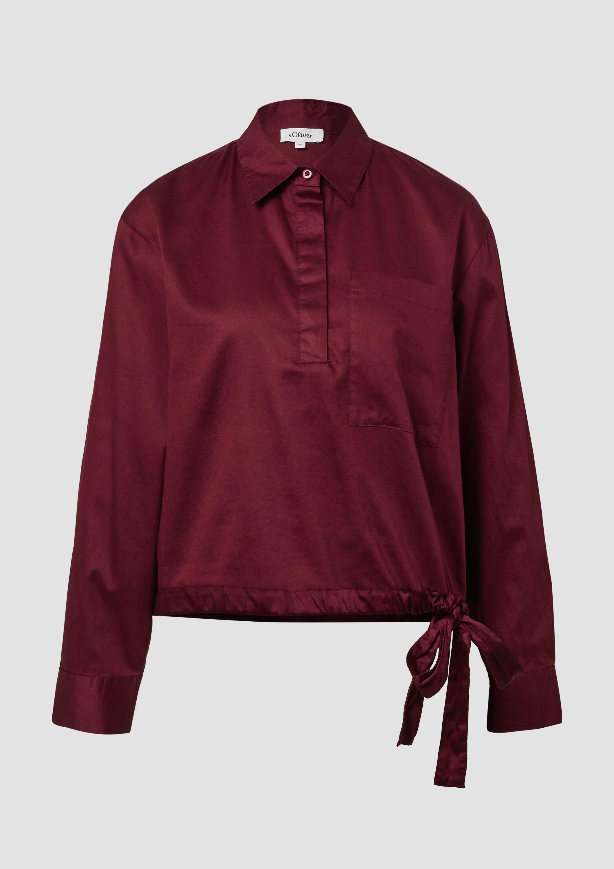 s.Oliver Langarmbluse Bluse Fließende Baumwollsatin-Bluse mit Bindedetail a günstig online kaufen