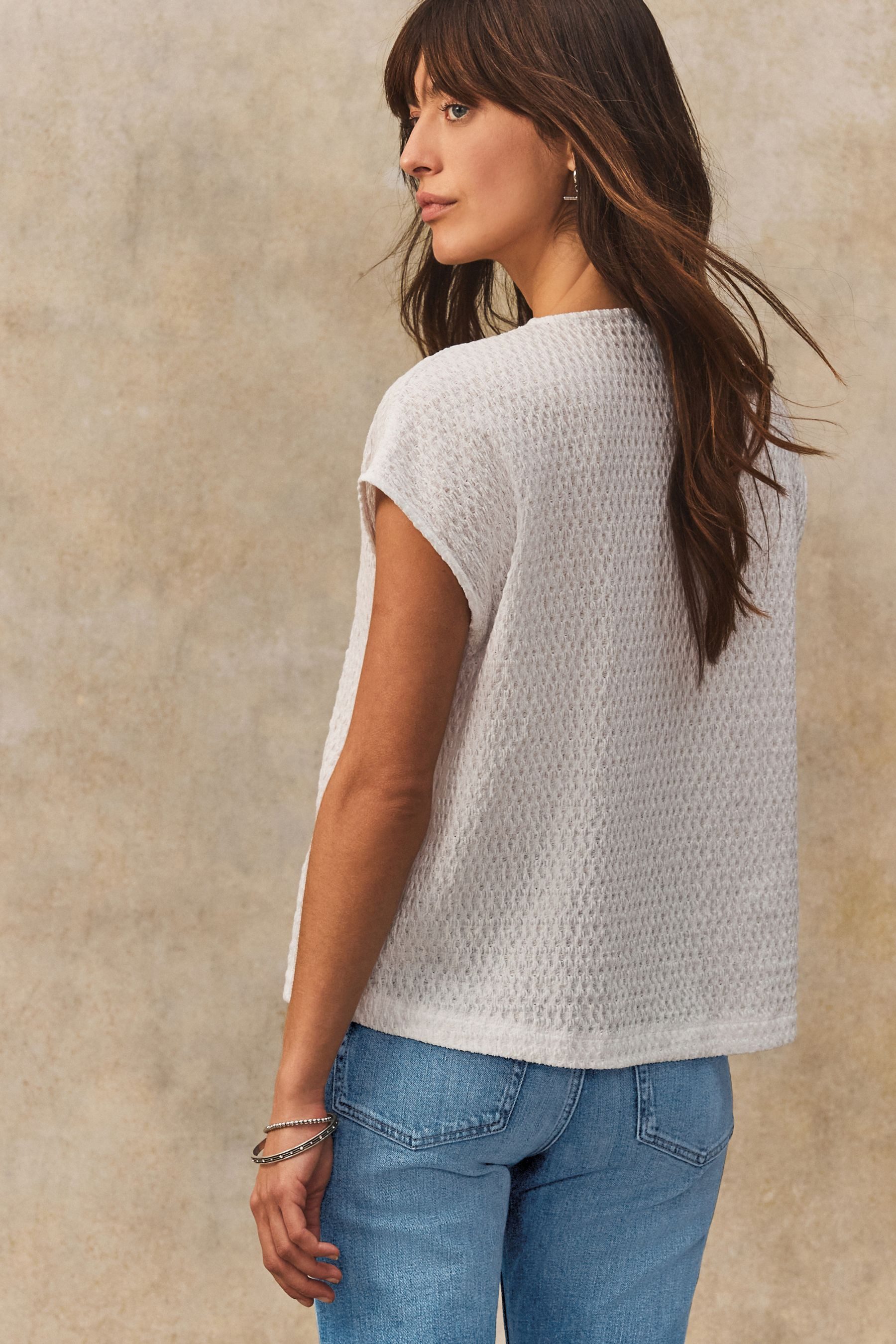 Next V-Shirt Strukturiertes T-Shirt mit V-Ausschnitt (1-tlg) günstig online kaufen