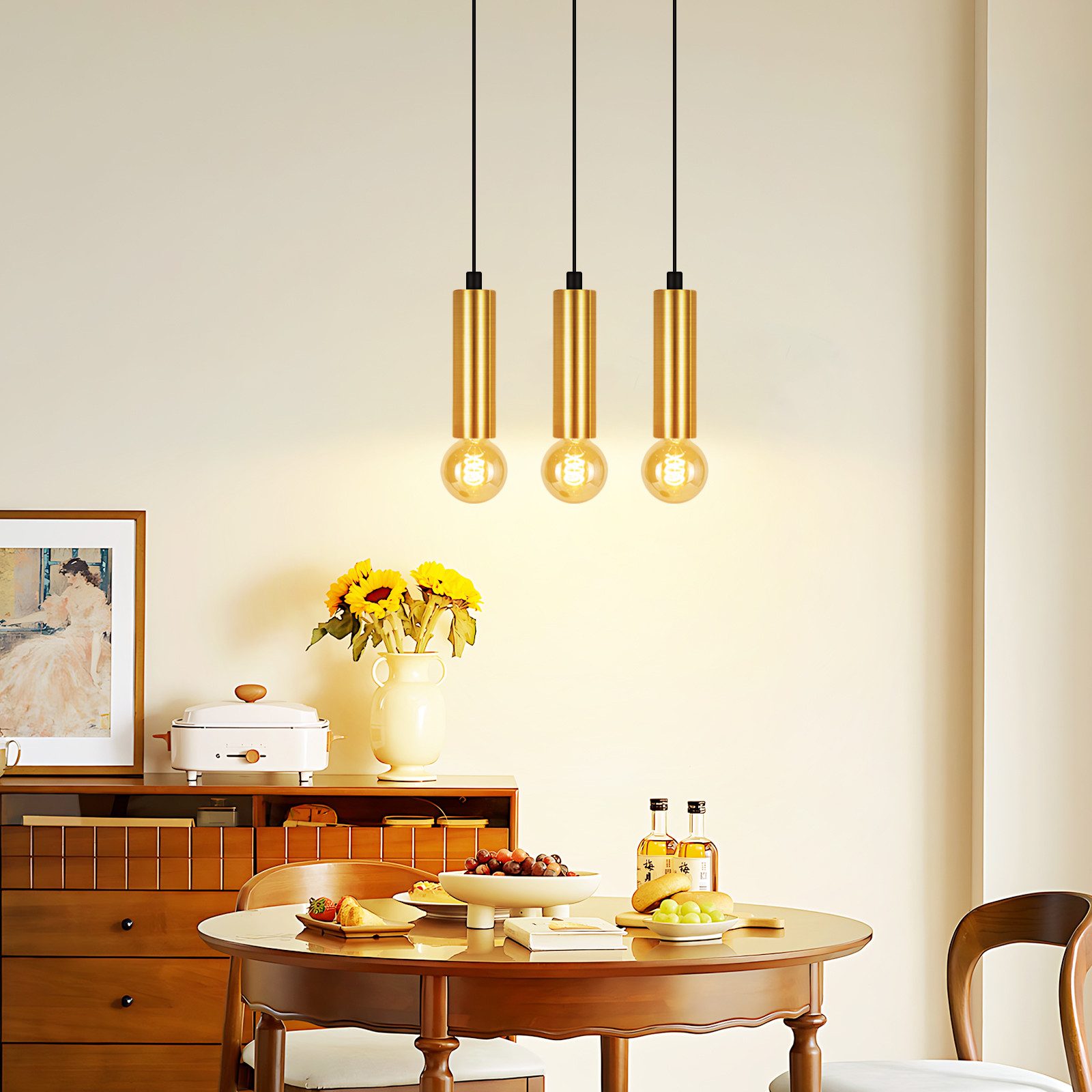 ZMH Pendelleuchte Esszimmer Gold 3 Flammig günstig online kaufen