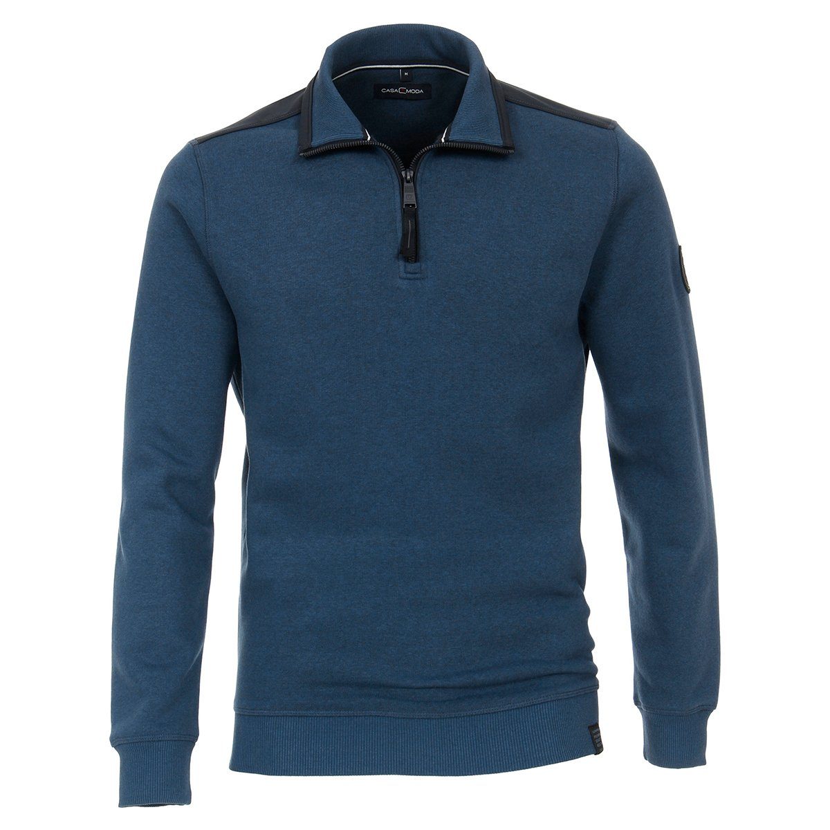 Herren Pullover CASAMODA Sweater Übergrößen Troyer-Sweatshirt jeansblau CasaModa