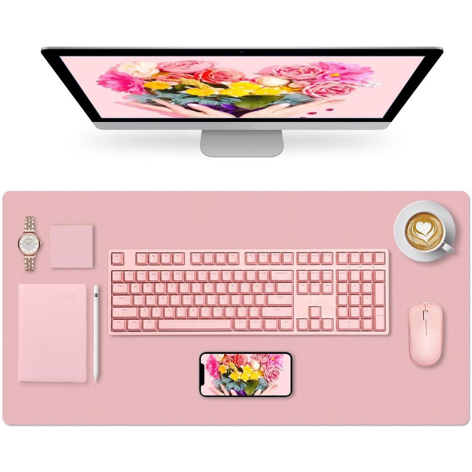 LuxusKollektion Schreibtischunterlage Schreibtischunterlage Pink Kunstleder 80x40cm