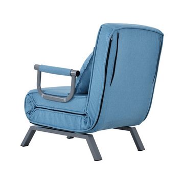 Celya Schlafsofa Schlafsessel Schlafsofa klappbarer Sessel mit Kissen, Verstellbare Rückenlehne mit 6 Positionen, Blau