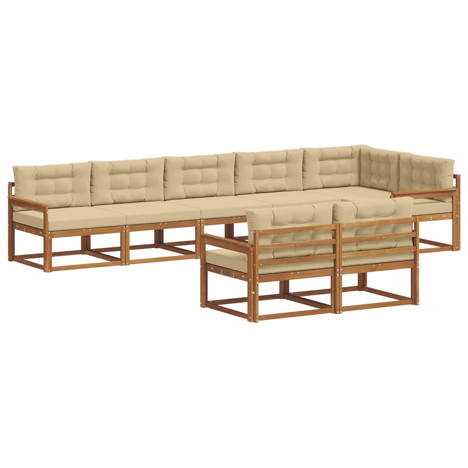 Gartenlounge-Set Outdoor-Sofagarnitur 8 Stk. Natur und Beige