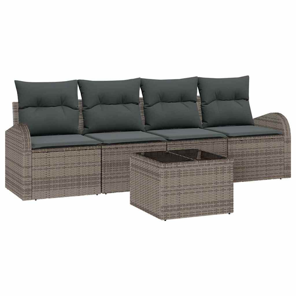 vidaXL Loungesofa Garten-Sofa-Set 5 pcs Grau 55 x 55 x 37 cm Poly Rattan, 5 Teile