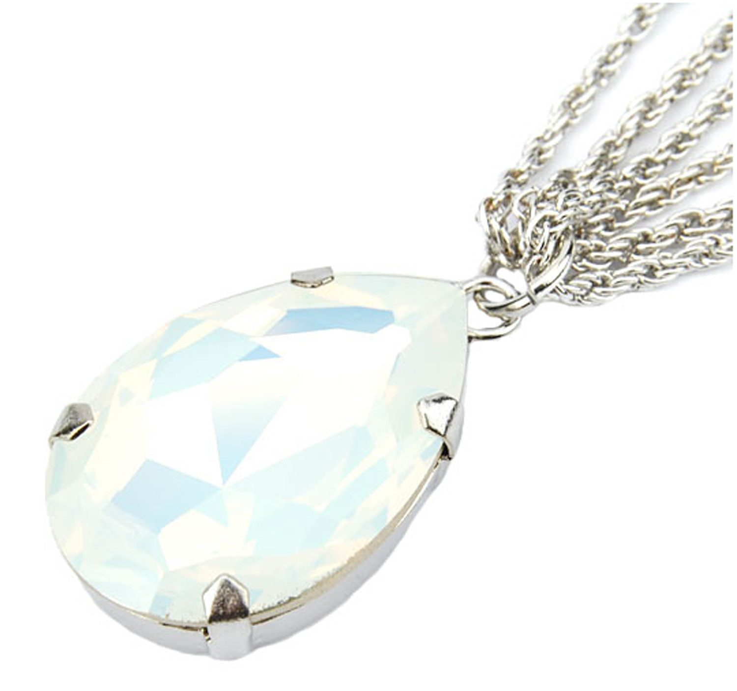 Le Bijou Kette mit Anhänger Crystal Elegance, XXL Tropfen-Anhänger mit Kette mit Markenkristallen