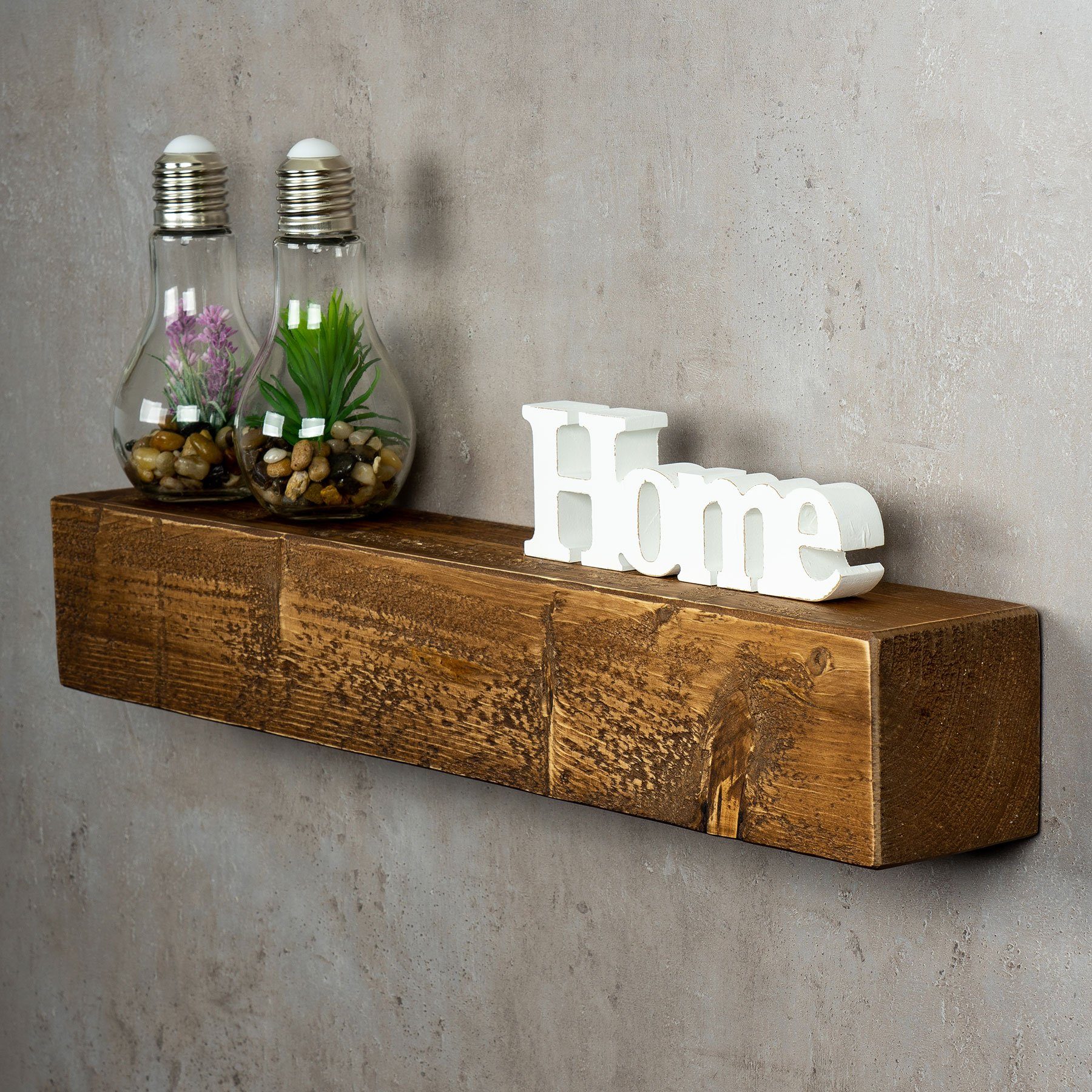 Levandeo® Wandregal, levandeo Wandregal Holz Massiv 60x10cm Nussbaum Farbig günstig online kaufen