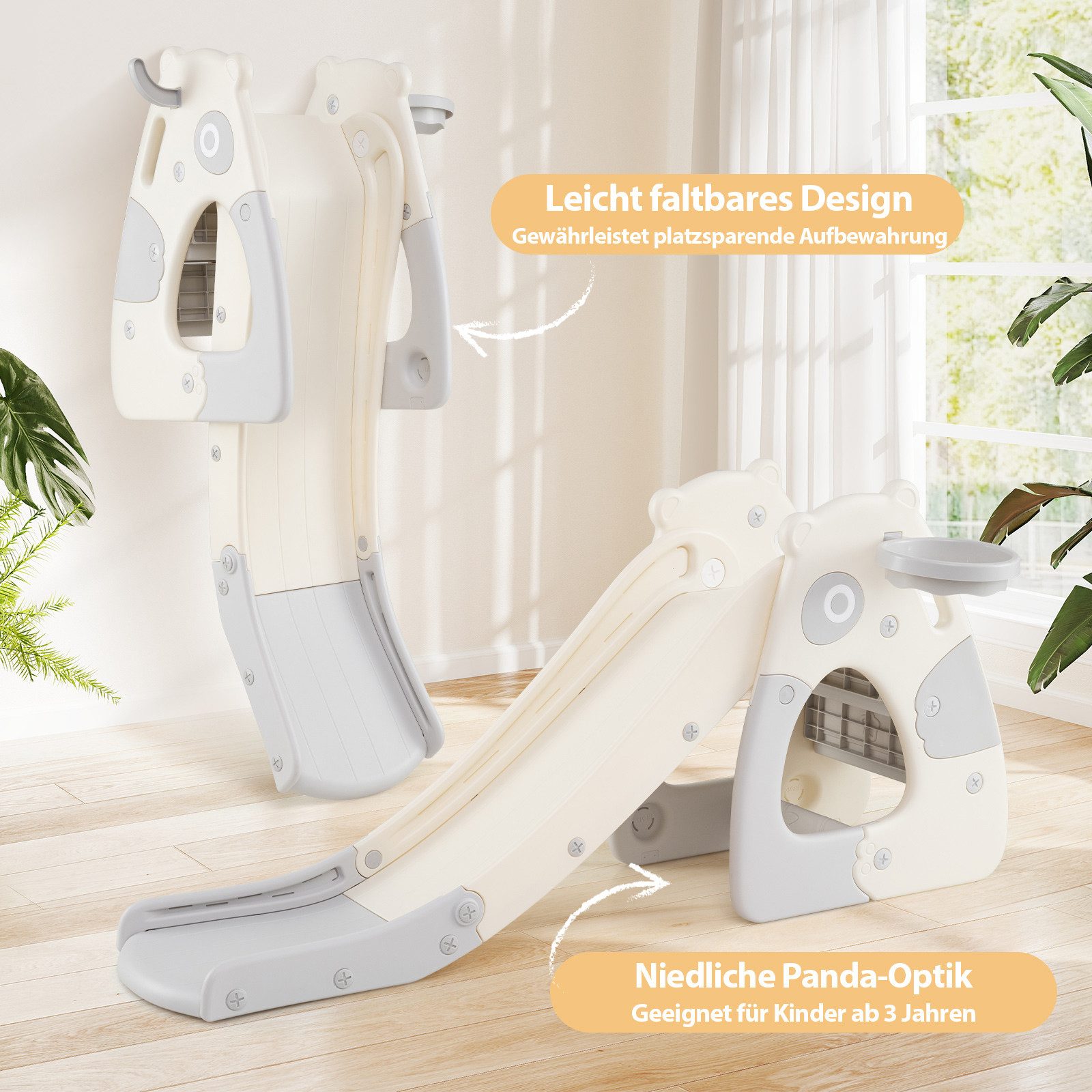 COSTWAY Rutsche, 4-in-1 klappbare Kinderrutsche, für Indoor & Outdoor