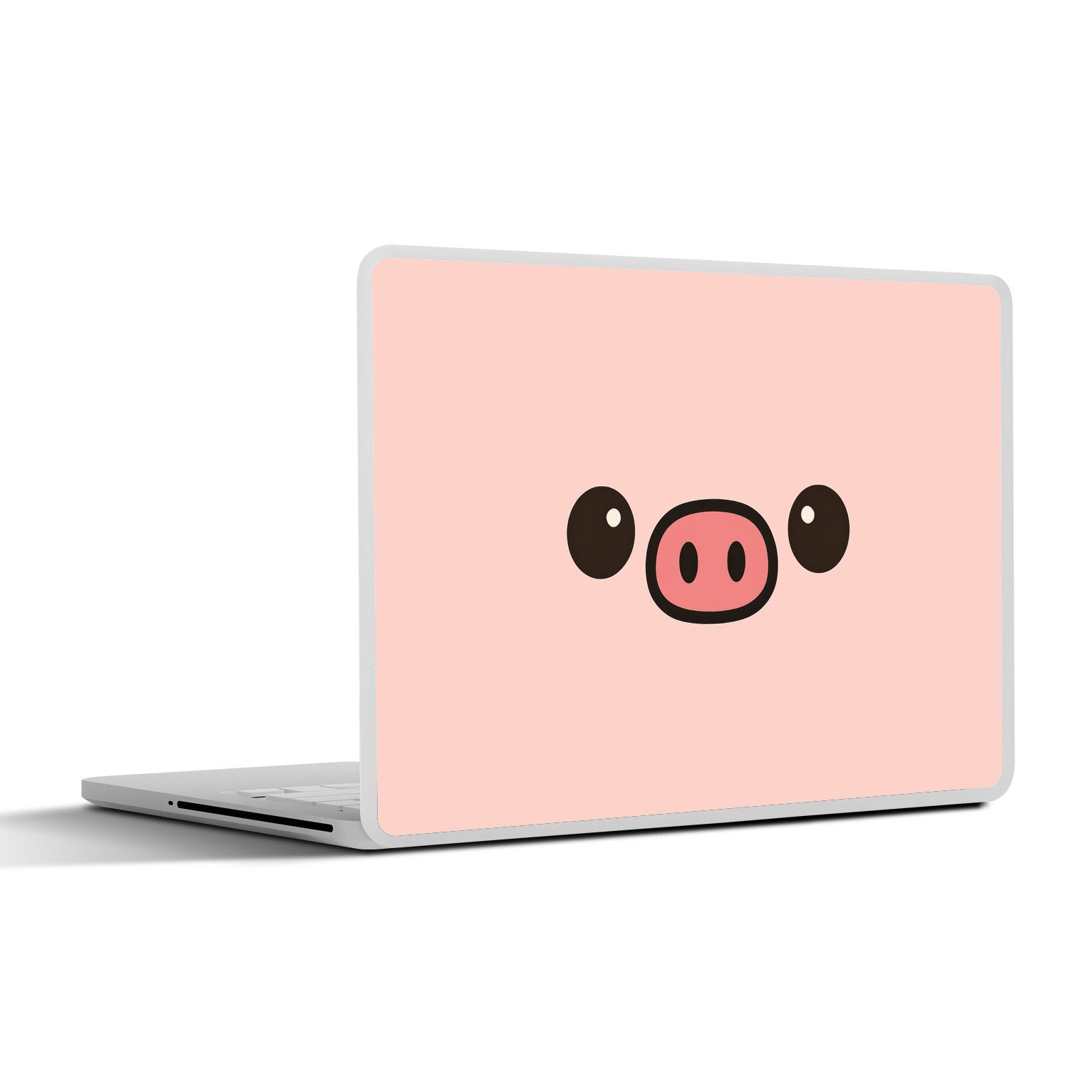 MuchoWow Laptop-Aufkleber Schwein - Rosa - Minimalistisch, (1tlg), Laptop Folien Cover, Aufkleber, Sticker, Schutz vor Kratzern, 30x21 cm