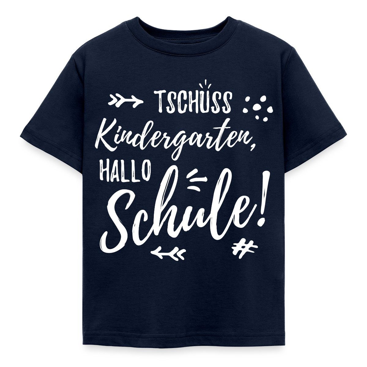 Spreadshirt T-Shirt Einschulung Tschüss Kindergarten Hallo Schule Kinder T-Shirt (1-tlg) Fällt klein aus. Wir empfehlen, eine Größe größer zu bestellen.