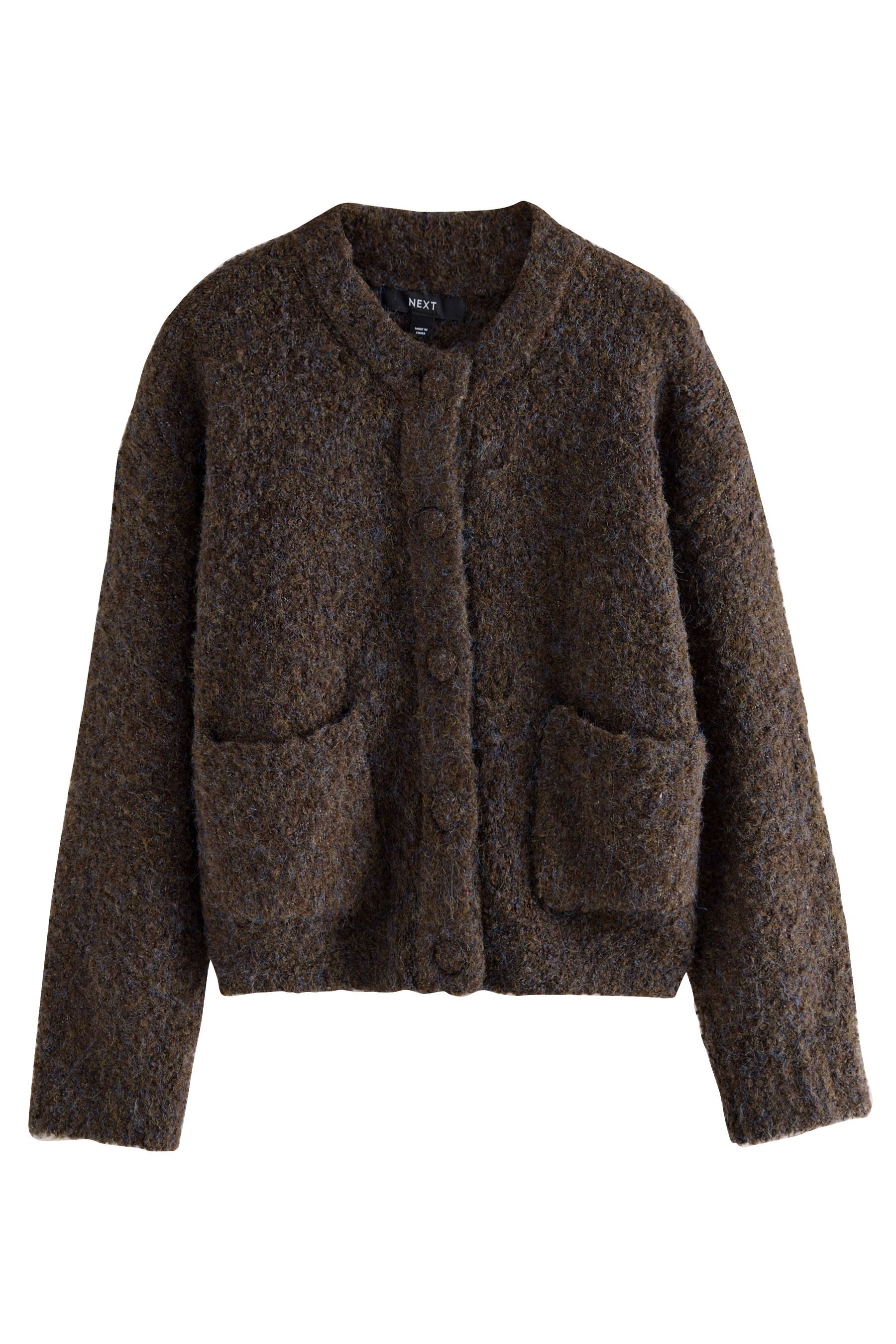 Next Strickjacke Bouclé-Strickjacke mit Rundhalsausschnitt (1-tlg) günstig online kaufen