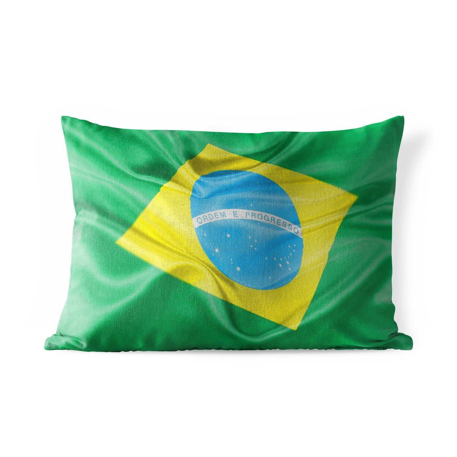 MuchoWow Dekokissen Nahaufnahme der Flagge von Brasilien, Outdoor-Dekorationskissen, Polyester, Dekokissenbezug, Kissenhülle