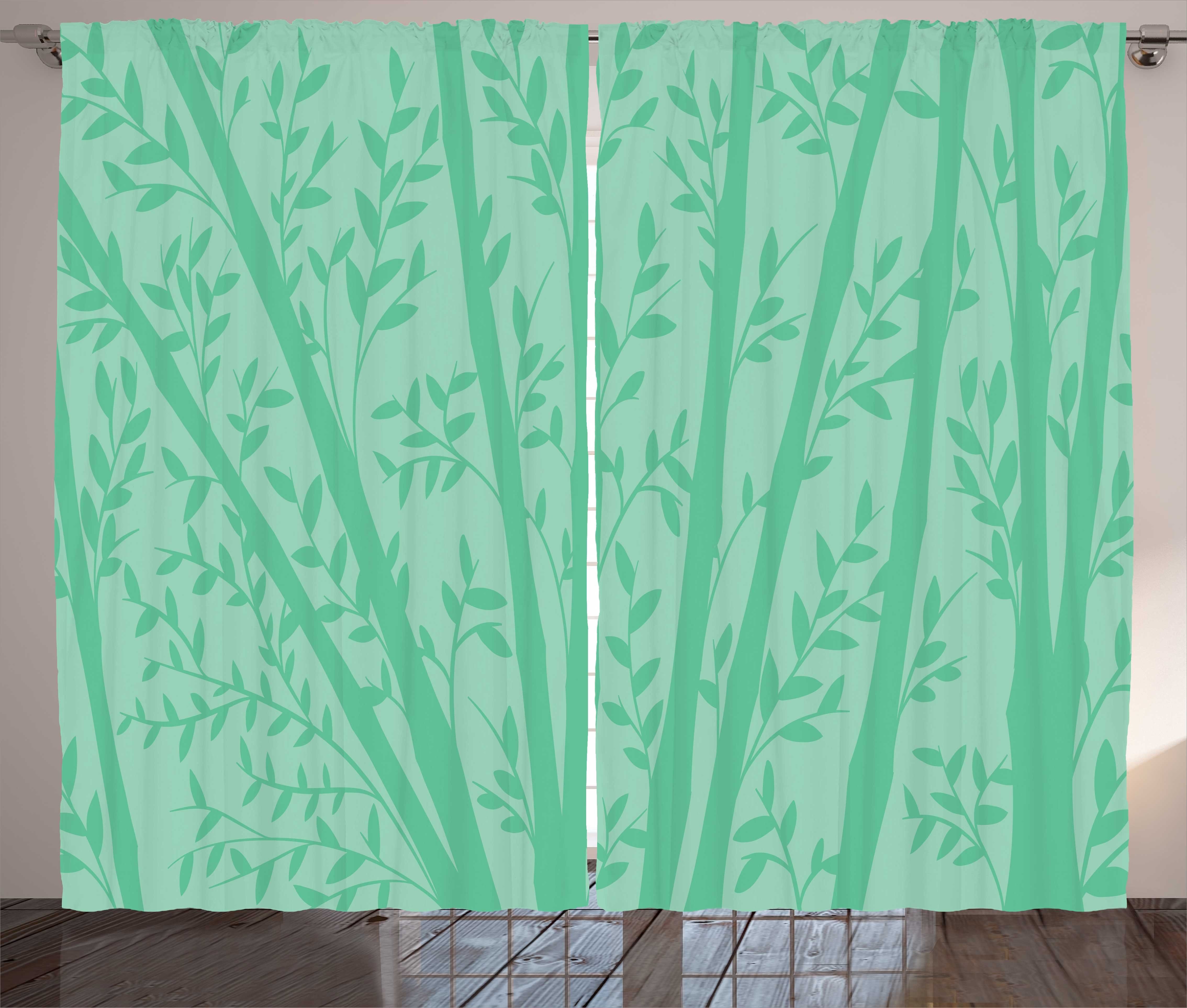 Gardine Schlafzimmer Kräuselband Vorhang mit Schlaufen und Haken, Abakuhaus, Tropisch Bambusstämme Zusammensetzung