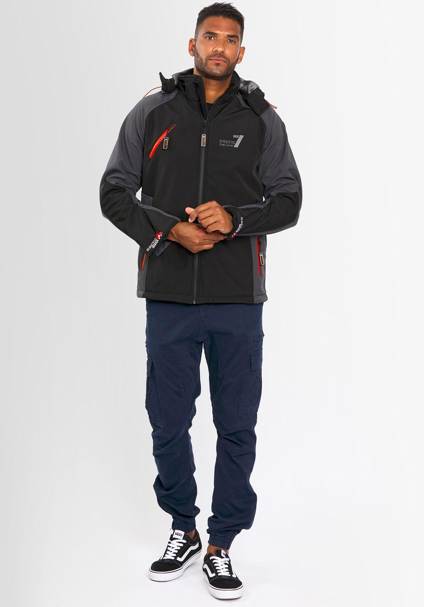 Arctic Seven Softshelljacke Arctic Seven Herren Softshell Jacke AS300 Funktionsjacke mit abnehmbarer Kapuze