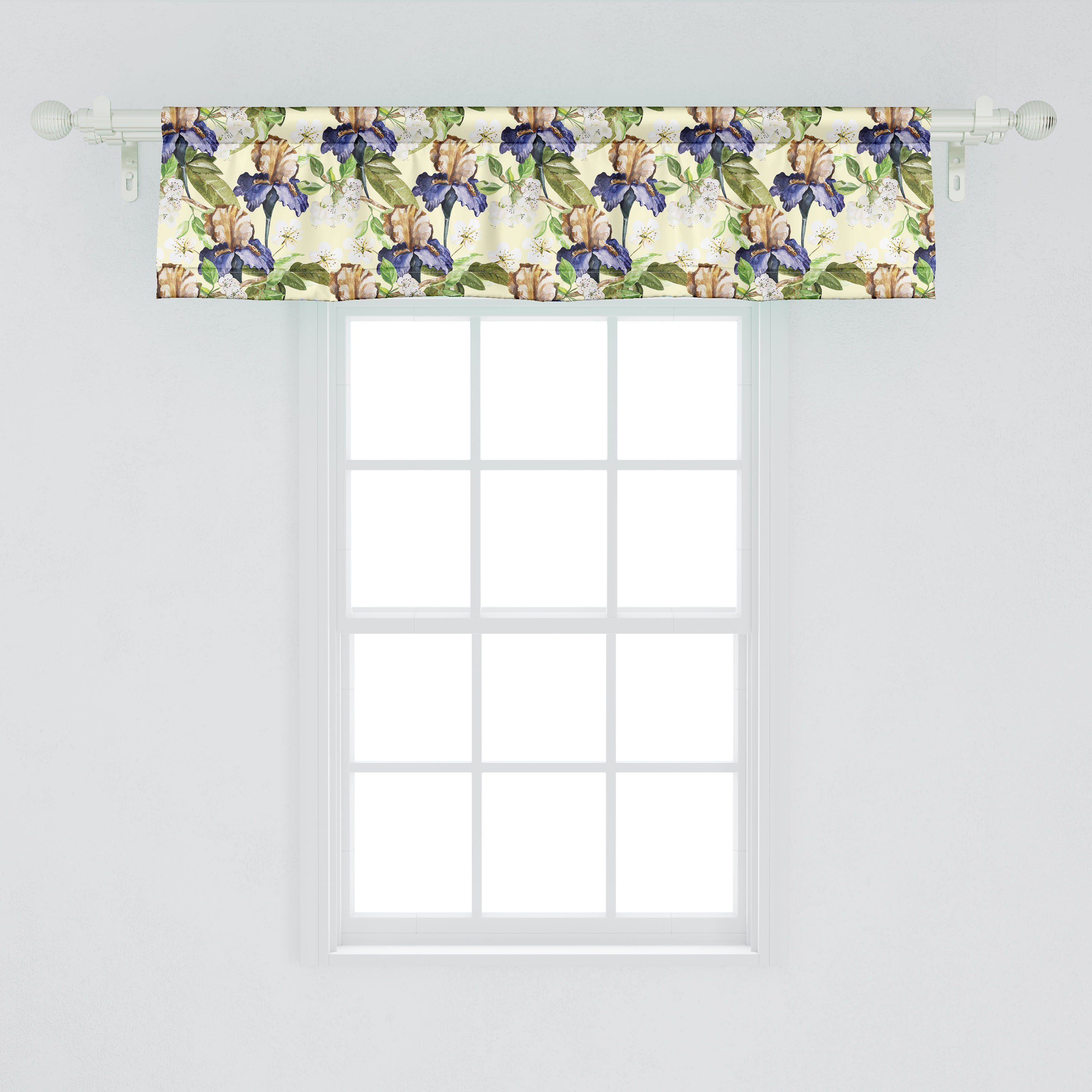 Scheibengardine Vorhang Volant für Küche Aquarell-Stil Microfaser, Tropic mit Schlafzimmer Dekor Stangentasche, Abakuhaus, Blumen Art