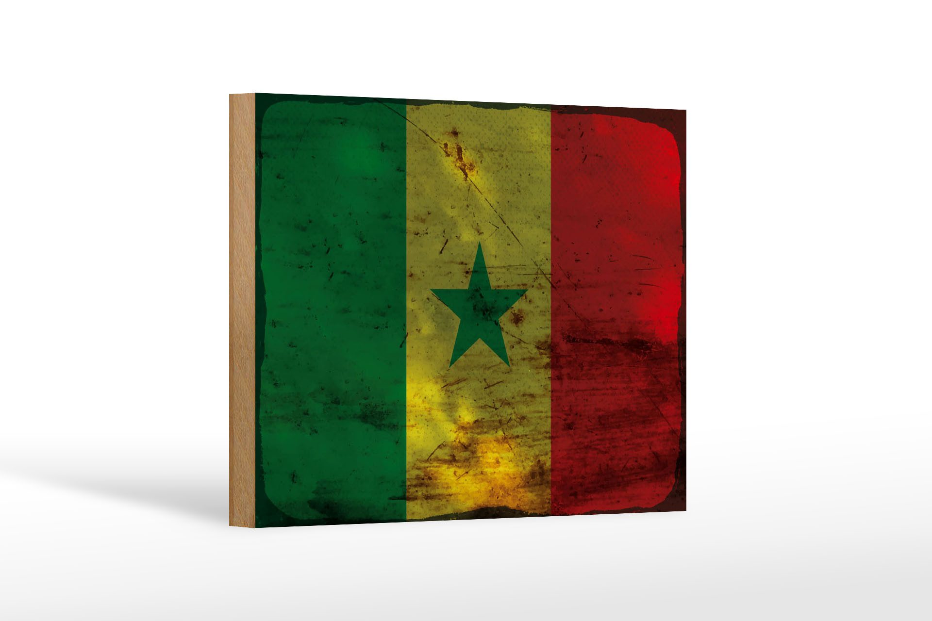 Femer GmbH Holzbild Flagge Senegal 18x12 cm Flag of Senegal Rost, Flaggen (1 St), Glatte Holzfaserplatte (MDF), vorn beschichtet