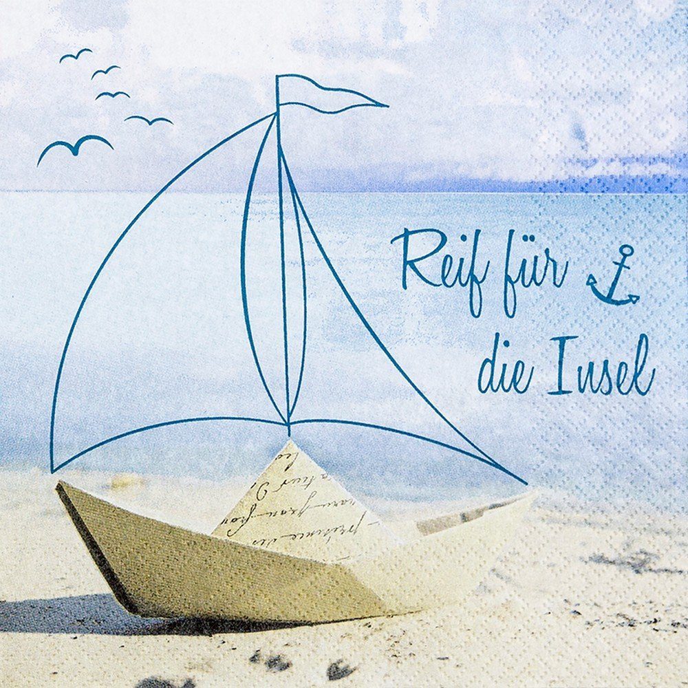 HOME FASHION Papierserviette 20 Servietten Reif für die Insel - Mein Segelboot 33x33cm, (20 St)