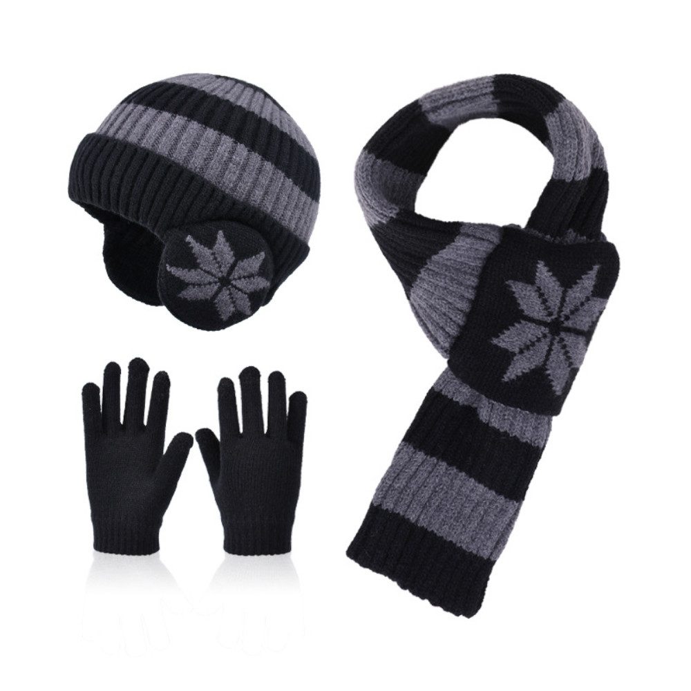 Blusmart Mütze & Schal Kinder Herbst/Winter Dreiteiliges Set aus Mütze, Schal und Handschuhen (Nackenschutz, Wärme und Windschutz, Weich und zart, farbecht und pillingfrei) Geeignet für Kinder von 4 bis 12 Jahren, Unisex.