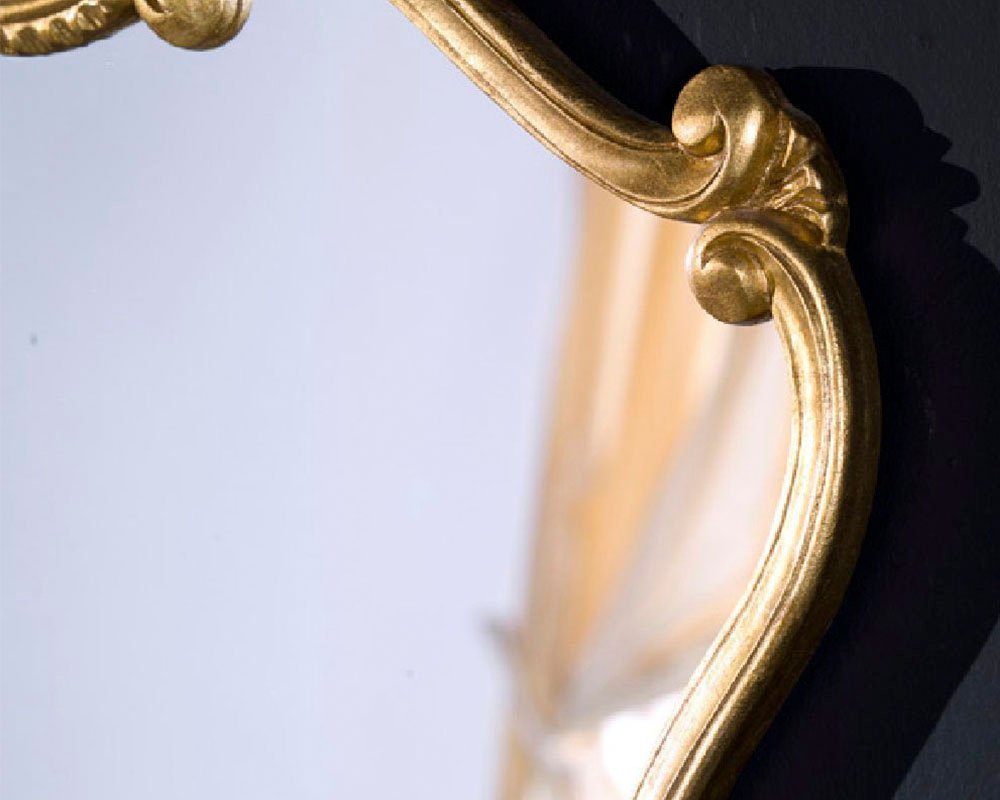 ASR Rahmendesign Barockspiegel Annaburg – Handgefertigter Holzrahmen im Blattgold-Finish, Handgefertigter Holzrahmen aus italienischer Manufaktur