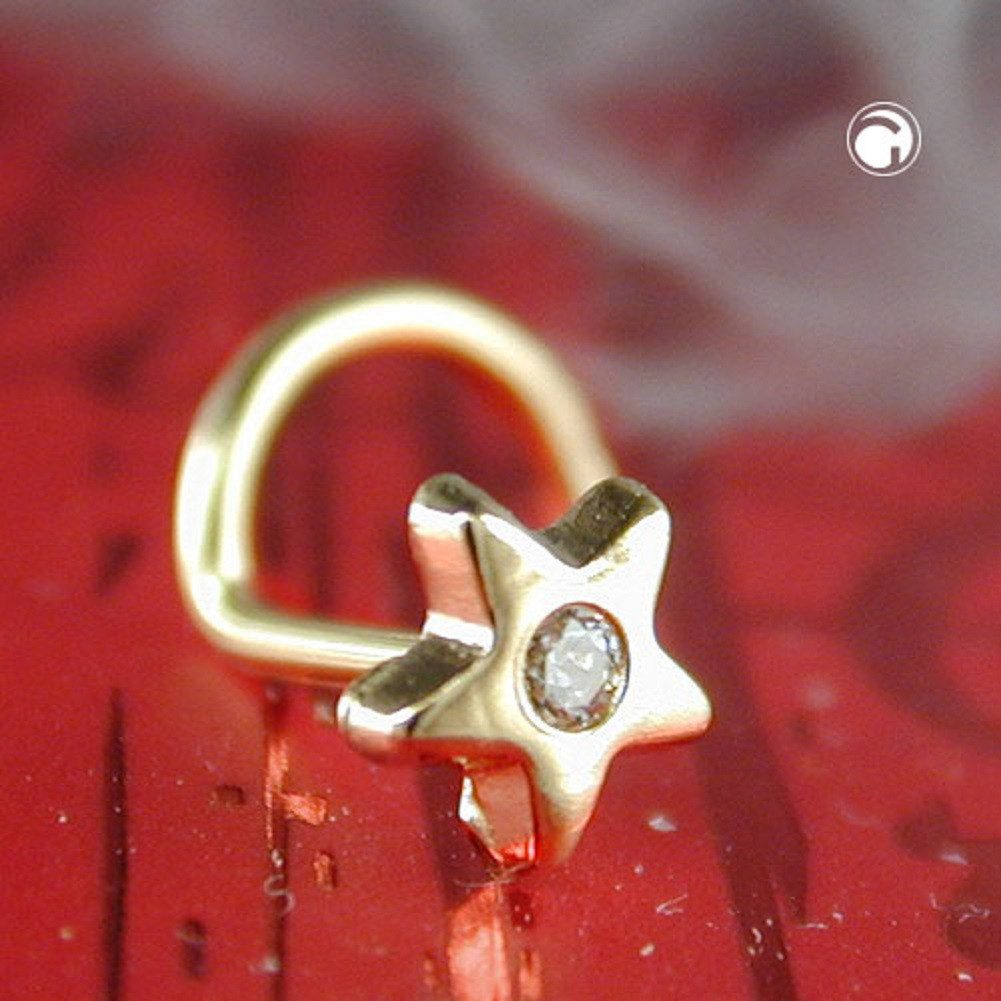 unbespielt Nasenpiercing Nasenstecker 4 mm Stern mit Zirkonia 585 Gold, Goldschmuck für Damen