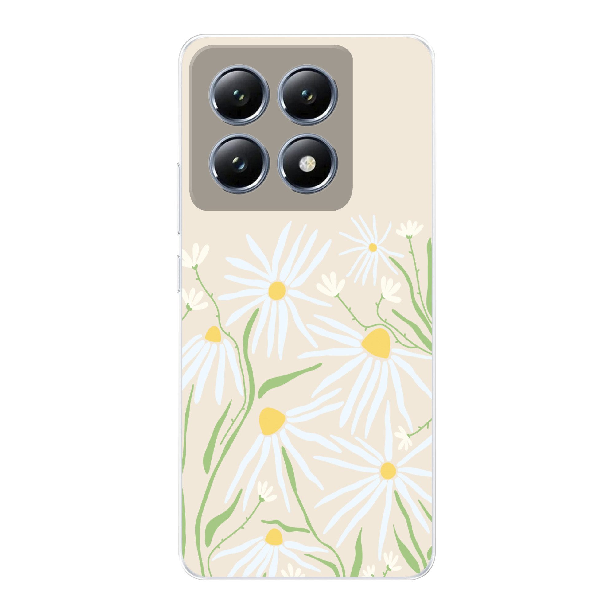 MuchoWow Handyhülle für Xiaomi 14T Blume - Muster - Gelb, Handy Case, Silikon, Bumper Case Dünn