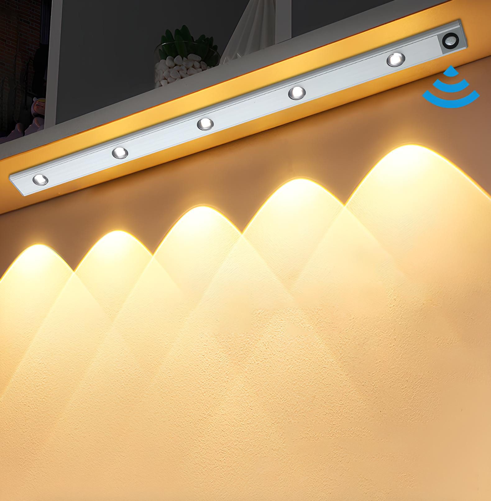 Solarandmore LED Lichtleiste 3 Modi Body Sensor Light, Hill Ripple Nachtlicht, USB aufladbar