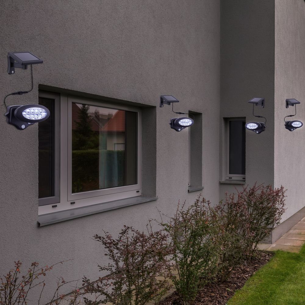 etc-shop LED Solarleuchte mit fest LED Bewegungsmelder LED-Leuchtmittel verbaut, Wandstrahler, Wandleuchte Außen