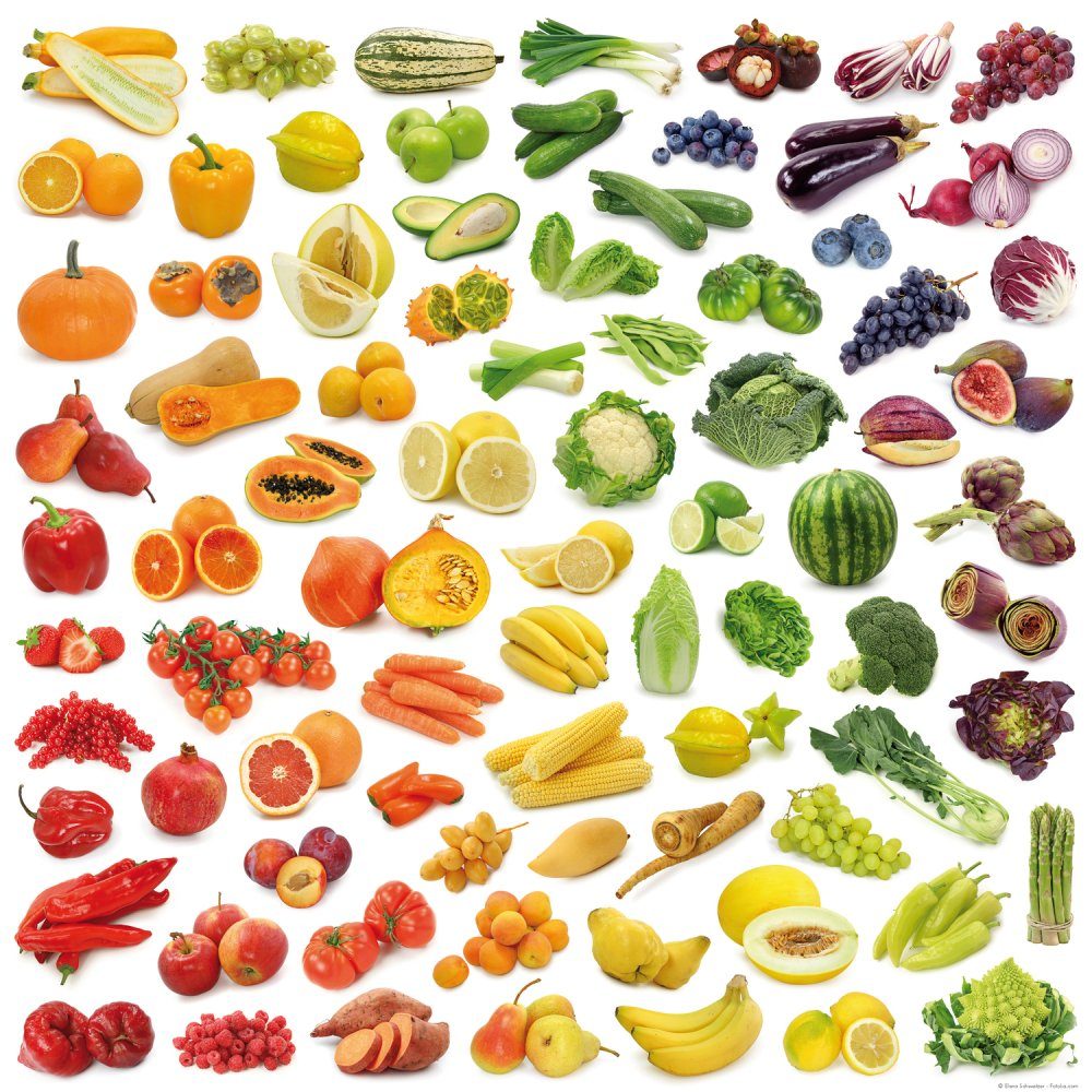 1art1 Kunstdruck Kochkunst - Regenbogen Aus Obst Und Gemüse
