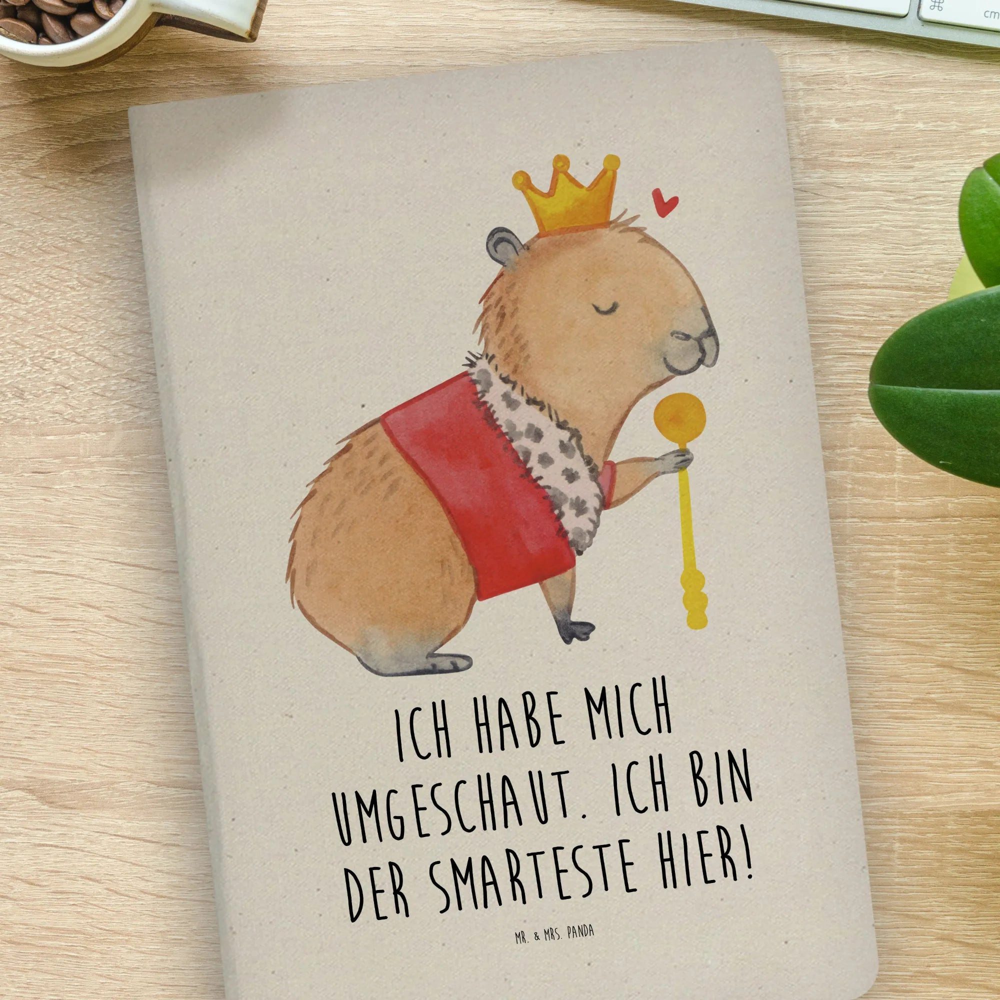 Thumbnail - Mr. & Mrs. Panda Notizbuch Capybara König - Transparent - Geschenk, DIN A4 Bullet Journal, DIN A Mr. & Mrs. Panda, Premi...