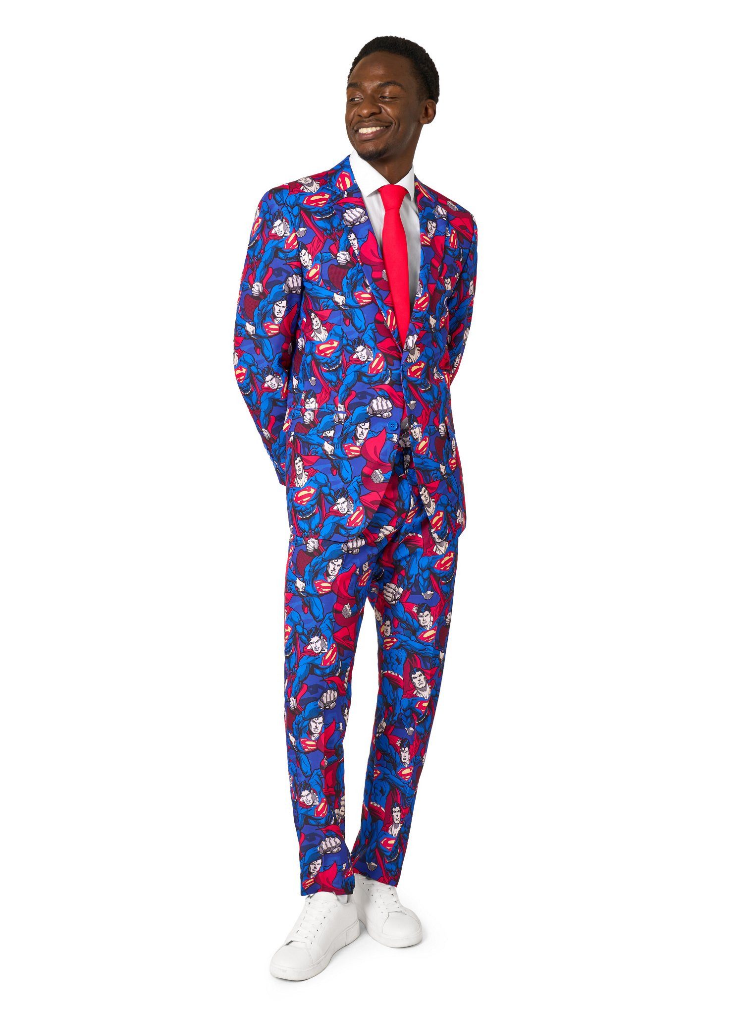 Opposuits Partyanzug The Man of Steel Anzug, Ist sogar gegen Kryptonit resistent: bunter Anzug mit Superman-Print